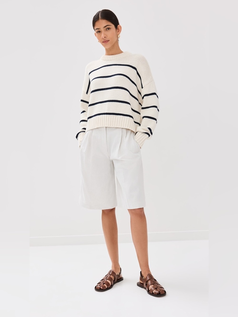 Jenni Kayne Chloe Crewneck Ivory Black Stripe XXL fishermancore nautical costal